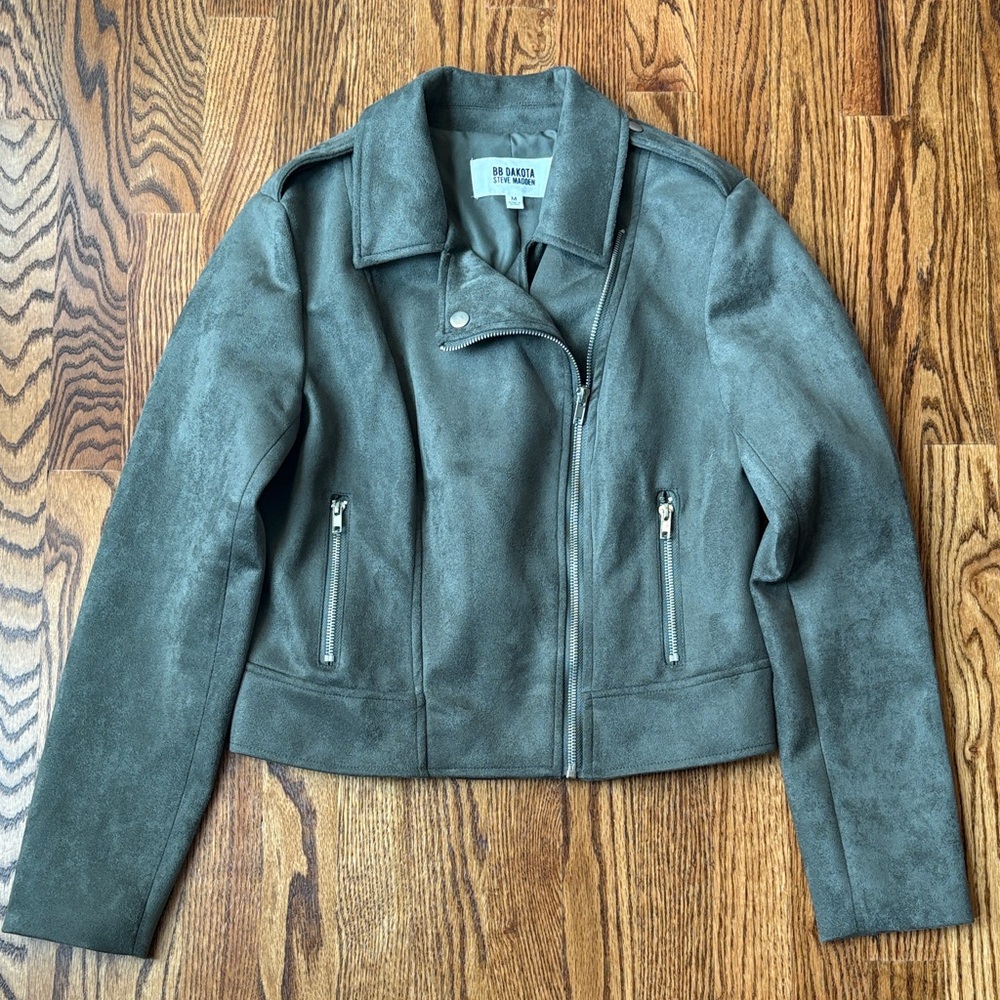 BB Dakota Women's Green Faux Suede Jacket